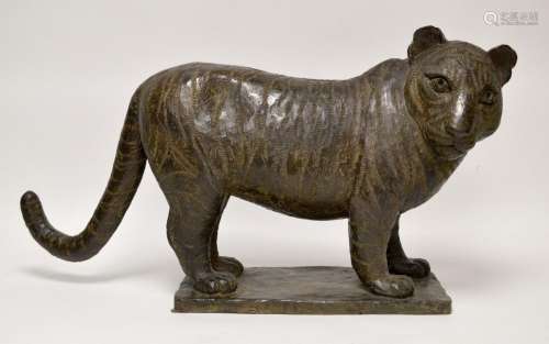 Christine PARAVISINI (1960-2013) Le tigre du Bengale. Bronze...