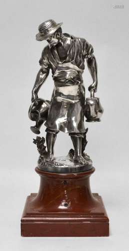 CHRISTOFLE. "L'ARROSAGE" sculpture en bronze argen...