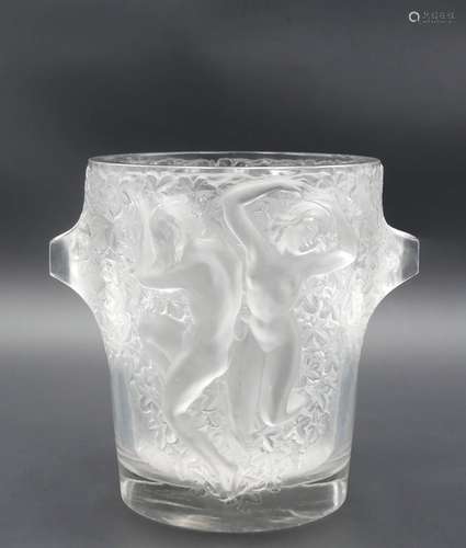 LALIQUE France. SEAU à GLACE Ganymède en cristal moulé press...