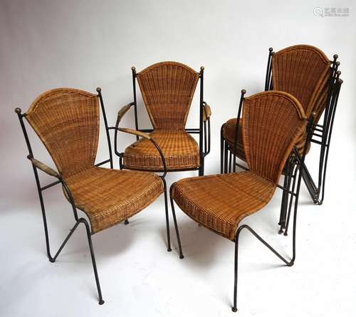 Frederick WEINBERG (1922-1970). Six CHAISES et trois FAUTEUI...