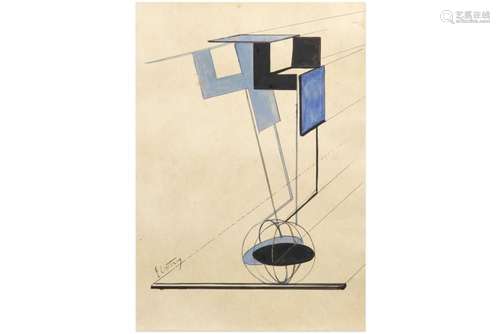 EL LISSITZKY (1890 - 1941) werk in gemengde techniek met een...