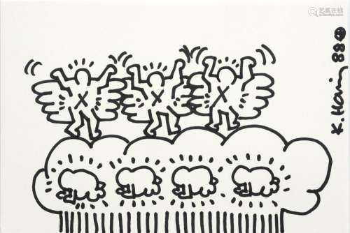 HARING KEITH (1958 - 1990) tekening in viltstift op papier m...