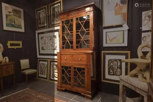 Mooie antieke Engelse bureau-bookcase in acajou versierd met...