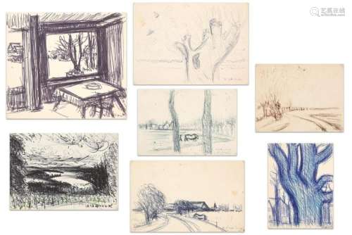 SLABBINCK RIK (1914-1991) zeven tekeningen, waarvan 5 met ee...