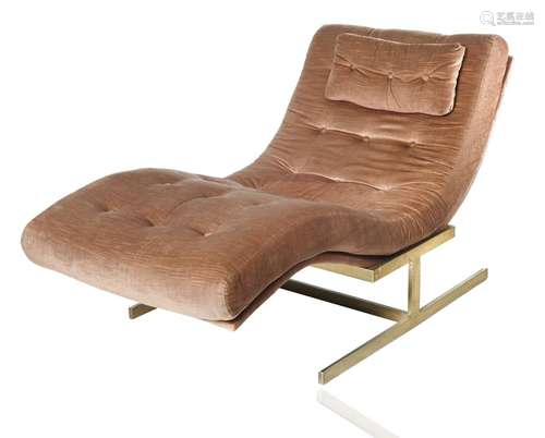 A MID-CENTURY VELVET UPHOLSTERED CHAISE DESIGNED BY MILO RAY...