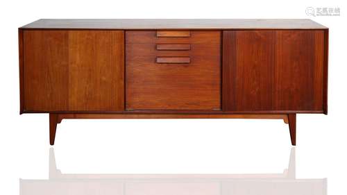 A POST-WAR MID-CENTURY MODERN TEAK CREDENZA SIDEBOARD, STYLE...