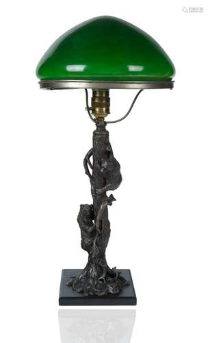 A RUSSIAN BRONZE LAMP CAST CIRCA 1870-1900, MANNER OF NIKOLA...