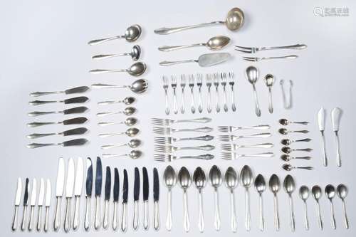 A GEORGE ROTH & CO SEVENTY-EIGHT PIECE SILVER SERVICE FL...