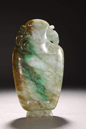 CHINESE JADEITE INKSTONE WITH CARVED 'ELEPHANT'