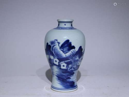 CHINESE BLUE-AND-WHITE MEIPING VASE DEPICTING 'LANDSCAPE...