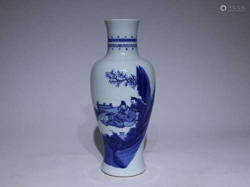 CHINESE BLUE-AND-WHITE VASE DEPICTING 'FIGURE STORY'