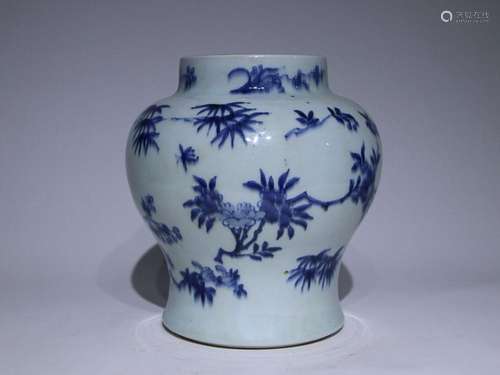 CHINESE BLUE-AND-WHITE JAR DEPICTING 'LOTUS'