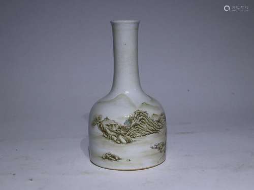 CHINESE MOCAI HANDBELL-FORM VASE DEPICTING 'LANDSCAPE...