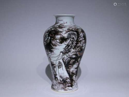 CHINESE MOCAI MEIPING VASE DEPICTING 'DRAGON', '...