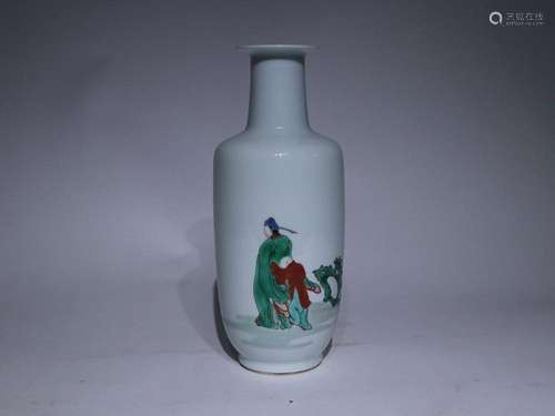 CHINESE FAMILLE-VERTE MALLET VASE DEPICTING 'FIGURE STOR...