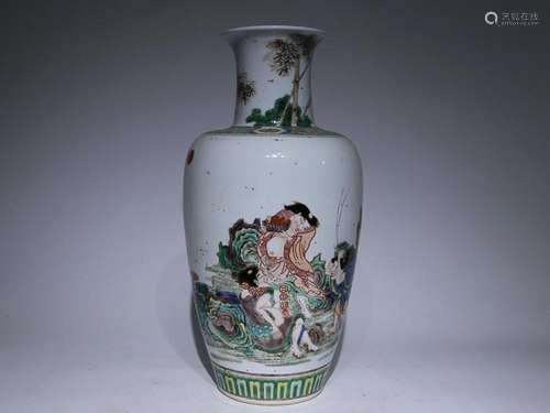 CHINESE FAMILLE-VERTE VASE DEPICTING 'FIGURE STORY',...