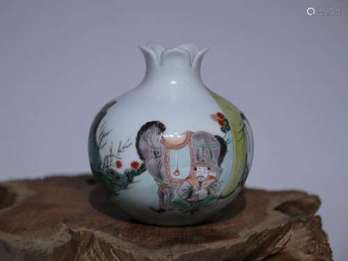 CHINESE FAMILLE-VERTE POMEGRANATE-FORM ZUN VASE DEPICTING &#...