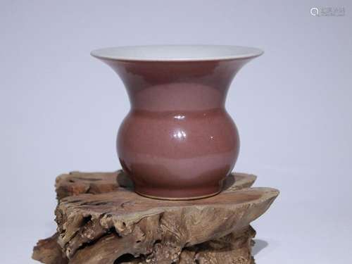 CHINESE SACRIFICIAL-RED-GLAZEDD SLAG BUCKET, 'QING QIANL...