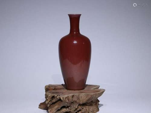 CHINESE SACRIFICIAL-RED-GLAZEDD VASE, 'QING YONGZHENG...