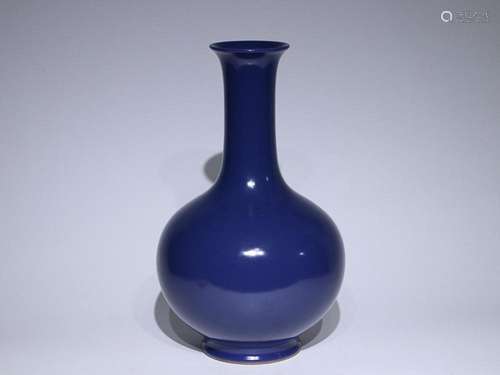 CHINESE SACRIFICIAL-BLUE-GLAZEDD VASE, 'QING JIAQING'...