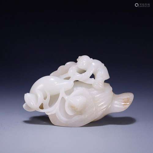 CHINESE HETIAN JADE BOY AND GOOSE