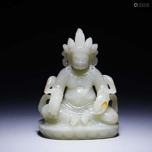 CHINESE HETIAN JADE FIGURE OF CAISHEN