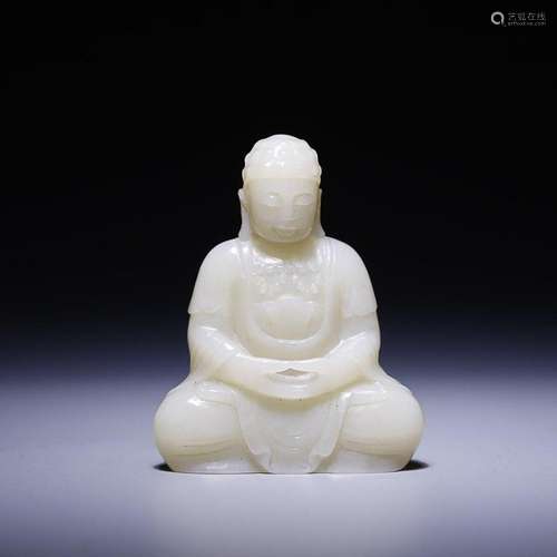 CHINESE HETIAN JADE FIGURE OF BUDDHA