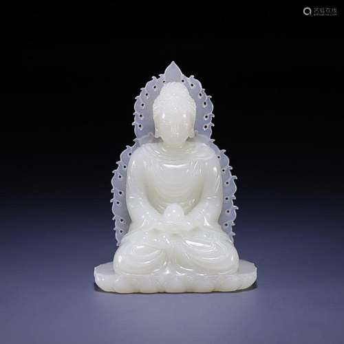 CHINESE HETIAN JADE FIGURE OF BUDDHA