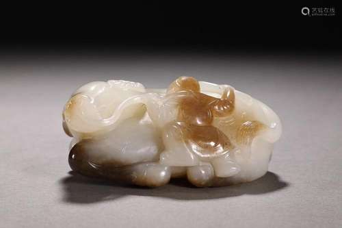 CHINESE HETIAN JADE FIGURE OF BOY ON OX