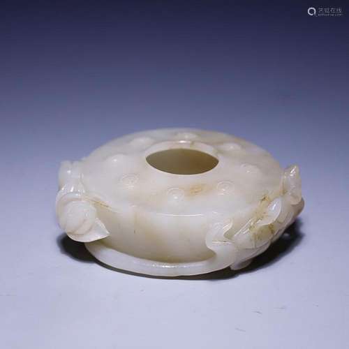 CHINESE HETIAN JADE LOTUS-FORM WATER JAR