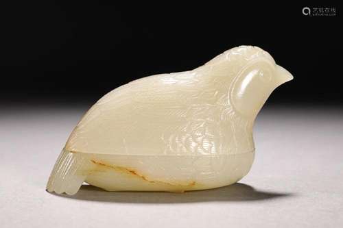 CHINESE HETIAN JADE QUAIL-FORM COVERED BOX