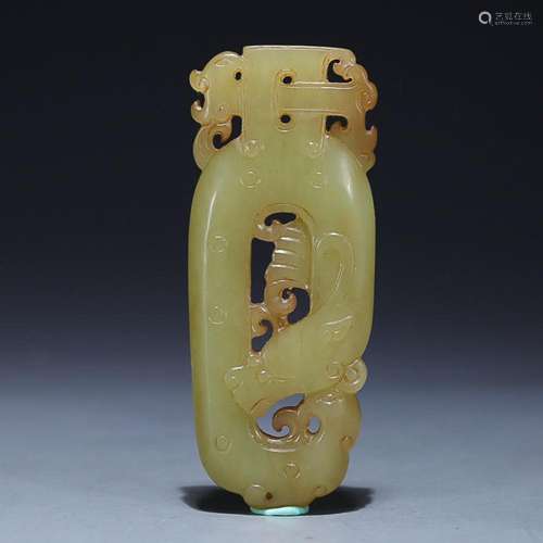 CHINESE HETIAN YELLOW JADE DRAGON