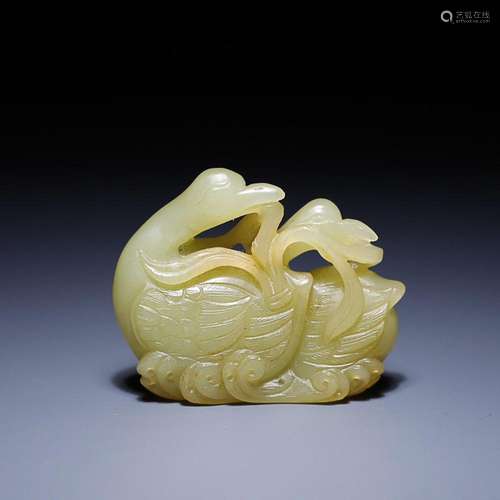 CHINESE HETIAN YELLOW JADE GOOSE