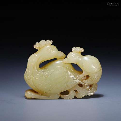 CHINESE HETIAN YELLOW JADE FOWL