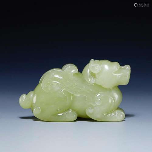 CHINESE HETIAN YELLOW JADE AUSPICIOUS BEAST