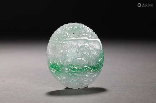 CHINESE JADEITE PLAQUE WITH CARVED 'LOTUS'