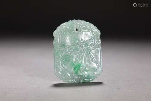 CHINESE JADEITE PLAQUE WITH CARVED 'POMEGRANATE'