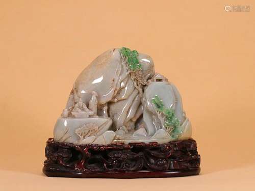 CHINESE JADEITE ORNAMENT WITH CARVED 'FIGURE STORY'