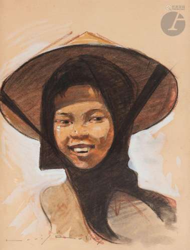 Louis ROLLET (1895-1988)Portrait de jeune fille vietnamienne...