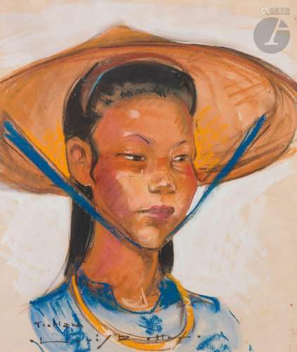 Louis ROLLET (1895-1988)Portrait de jeune fille vietnamienne...