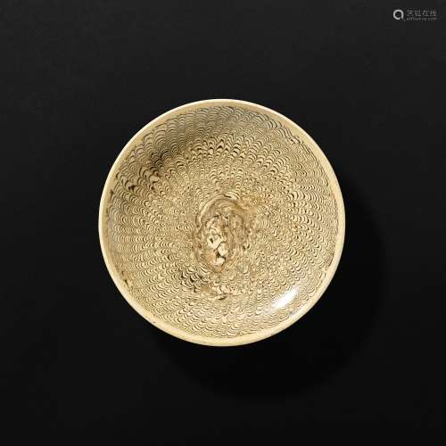 A Cizhou marbled clay dish, Northern Song dynasty 北宋 磁州白...