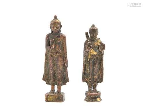 Two small "HOLY MEN" bronze sculptures