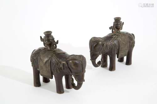 Pair of bronze sculptures "ELEPHANTS"