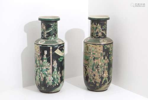 Pair of large Black Family vases