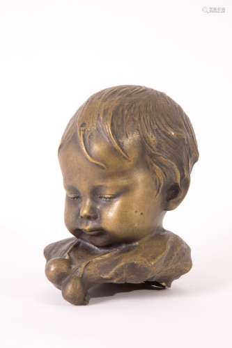 BERNARDO BALESTRIERI. Bronze sculpture "CHILD'S HEA...