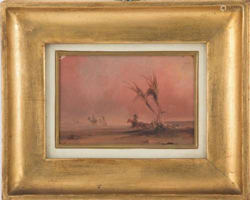 SALVATORE MAZZA. Painting "BERBERI IN THE SAHARA DESERT...