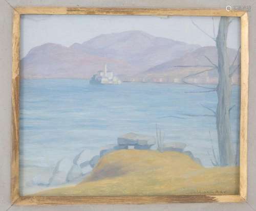 ANTONIO CALDERARA. Painting "THE LAKE OF ORTA"