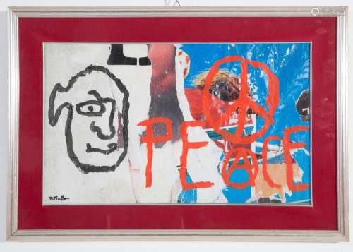 MIMMO ROTELLA. Overpaint "FOR PEACE"