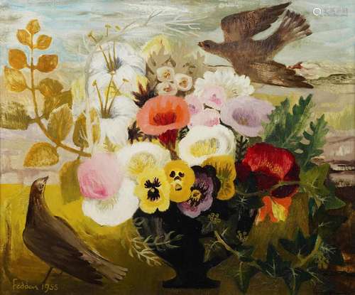 λ MARY FEDDEN (BRITISH 1915-2012), STILL LIFE OF FLOWERS IN ...