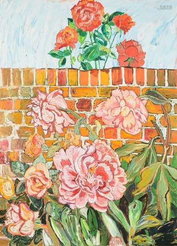 λ JOHN BRATBY (BRITISH 1928-1992), PEONIES AND ROSES